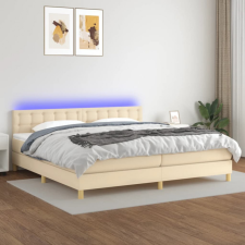 vidaXL krémszínű szövet rugós és LED-es ágy matraccal 200 x 200 cm ágy és ágykellék