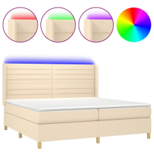vidaXL krémszínű szövet rugós és LED-es ágy matraccal 200 x 200 cm (3138986) ágy és ágykellék
