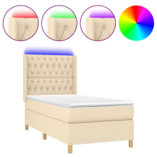 vidaXL krémszínű szövet rugós és LED-es ágy matraccal 80 x 200 cm (3139074) ágy és ágykellék