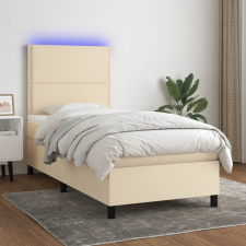 vidaXL Krémszínű szövet rugós és LED-es ágy matraccal 90x190 cm ágy és ágykellék