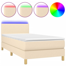 vidaXL krémszínű szövet rugós és LED-es ágy matraccal 90x200 cm (3133530) ágy és ágykellék