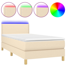 vidaXL krémszínű szövet rugós és LED-es ágy matraccal 90x200 cm (3133610) ágy és ágykellék