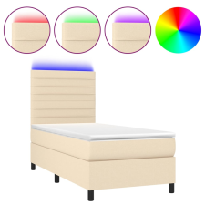 vidaXL krémszínű szövet rugós és LED-es ágy matraccal 90x200 cm (3134930) ágy és ágykellék