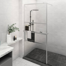 vidaXL króm ESG üveg és alumínium zuhanyfal polccal 90 x 195 cm kád, zuhanykabin