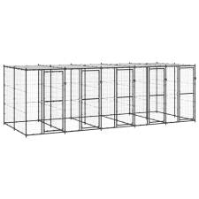 vidaXL kültéri acél kutyakennel tetővel 12,1 m² szállítóbox, fekhely kutyáknak