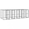 vidaXL Kültéri acél kutyakennel tetővel 12,1 m²