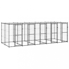 vidaXL Kültéri acél kutyakennel tetővel 12,1 m² szállítóbox, fekhely kutyáknak