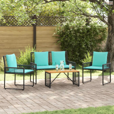 vidaXL Kültéri Bútor Szett párnával 4 pcs Fekete és Türkiz kerti bútor