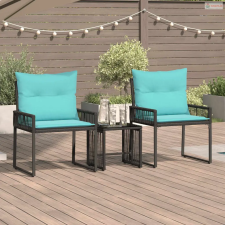 vidaXL Kültéri Bútor Szett párnával 7 pcs Fekete és Türkiz polirattan kerti bútor