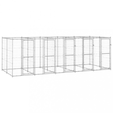 vidaXL Kültéri horganyozott acél kutyakennel 12,1 m² szállítóbox, fekhely kutyáknak