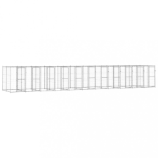 vidaXL Kültéri horganyozott acél kutyakennel 26,62 m² szállítóbox, fekhely kutyáknak