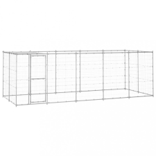 vidaXL kültéri horganyozott acél kutyakennel tetővel 12,1 m² szállítóbox, fekhely kutyáknak