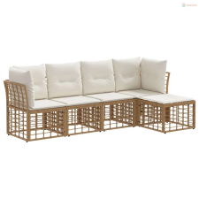 vidaXL Kültéri kanapé szett párnával 5 pcs Természetes Poliészter kerti bútor