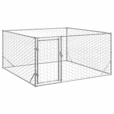 vidaXL kültéri kutyafuttató ajtóval 2x2x1 m horganyzott acélból szállítóbox, fekhely kutyáknak
