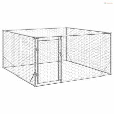 vidaXL Kültéri kutyakennel ajtóval 2x2x1 m horganyzott acélból szállítóbox, fekhely kutyáknak