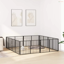 vidaXL Kutya Kapu 8 pcs Fekete 100 x 60 cm Horganyzott acél szállítóbox, fekhely kutyáknak