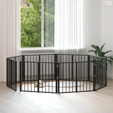 vidaXL Kutya Kapu 8 pcs Fekete 80 x 60 cm Horganyzott acél szállítóbox, fekhely kutyáknak