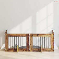 vidaXL Kutyakerítés állványokkal 4 pcs Antik Fa 80 x 60 cm Szerelt Fa kutyafelszerelés