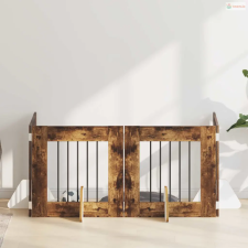 vidaXL Kutyakerítés állványokkal 4 pcs Füstös Tölgy 60 x 60 cm kutyafelszerelés