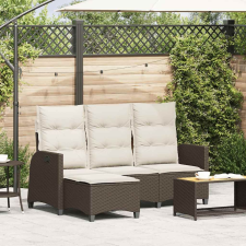vidaXL L-alakú barna polyrattan fekvő kerti kanapé párnákkal kerti bútor