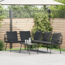 vidaXL L-alakú kanapé Fekete 231x173x78 cm Polirattan kerti bútor