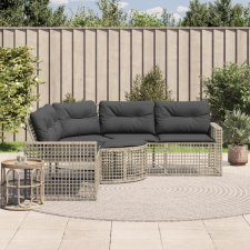 vidaXL L-alakú szürke polyrattan kerti kanapé párnákkal és lábtartóval kerti bútor