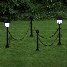 vidaXL Lánc Kerítés kültéri lámpával 2 LED Lámpa Két Pózna kültéri világítás