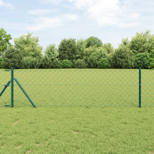 vidaXL Láncfal 7 oszloppal 0.4x10 m Galvanizált acél Zöld építőanyag
