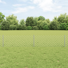 vidaXL Lánckerítés 10 U Oszloppal Ezüst 0.4x10 m Acél építőanyag