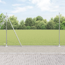 vidaXL Lánckerítés 7 Flangás Kivitelezéssel 1,5x10 m Galvanizált Acélból építőanyag