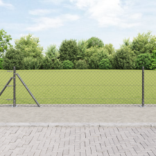 vidaXL Lánclinkás kerítés 13 Flangás Poszttal 0.4x25 m Horganyzott Acél építőanyag