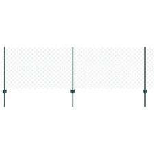 vidaXL Láncos Kerítés 10 db U Poszttal Zöld 0.8x10 m Acél (3336239) építőanyag