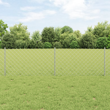 vidaXL Láncos Kerítés 10 U Oszloppal Ezüst 0.6x10 m Acél építőanyag