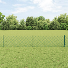 vidaXL Láncos Kerítés 10 U Oszloppal Zöld 0.4x10 m Acél építőanyag