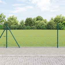 vidaXL láncos kerítés 13 flancos poszttal 1x25 m horganyzott acél építőanyag