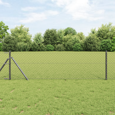 vidaXL Láncos Kerítés 13 Oszloppal 0.6x2.5 m Galvanizált Acél Szürke építőanyag