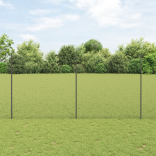 vidaXL Láncos Kerítés 20 U Oszloppal Szürke 1,5x10 m Acél építőanyag