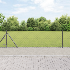 vidaXL Láncos Kerítés 7 Flangás Oszloppal 0.4x10 m Galvanizált Acél építőanyag