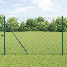 vidaXL Láncos Kerítés 7 Poszttal 1.6x10 m Galvanizált Acél Zöld építőanyag