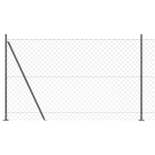 vidaXL láncszem kerítés 13 flangás oszloppal 1.6x25 m horganyzott acélból (3351281) építőanyag