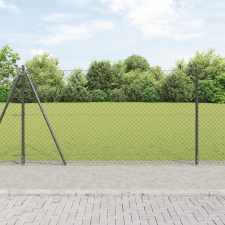 vidaXL Láncszem Kerítés 7 Flangás Oszloppal 1.2x10 m Horganyzott Acél építőanyag