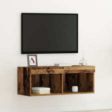 vidaXL LED-es világítással ellátott TV faliszekrény, régi fa, 80x30x30 cm bútor