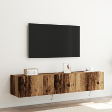 vidaXL LED-es világítással ellátott TV faliszekrények 2 db Régi fa 80x35x31 cm bútor