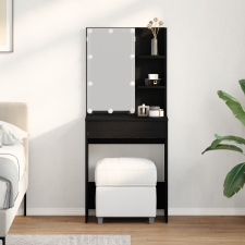 vidaXL LED Sminkasztal Fekete Tölgy színben, 60x40x140 cm, Műszaki Fából készült bútor