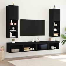 vidaXL LED TV szekrény 2 db Fekete Tölgy 30,5x30x102 cm Mérnökifából bútor