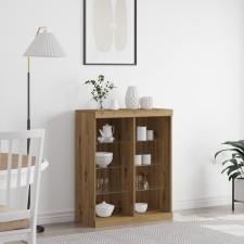 vidaXL LED világítással ellátott oldalas szekrény, kézműves tölgy, 41x37x100 cm bútor