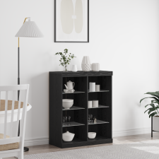 vidaXL LED világítással ellátott oldalszekrény Fekete Tölgy 41x37x100 cm bútor
