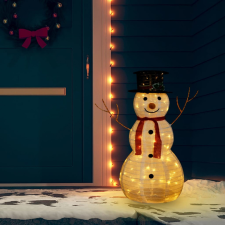 vidaXL Luxusszövet dekoratív LED-es karácsonyi hóemberfigura 90 cm karácsonyi dekoráció