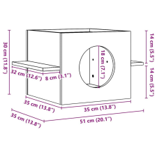 vidaXL Macskaház viasz barna 51x35x30 cm tömör fa fenyőfa macskabútor