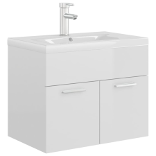 vidaXL magasfényű fehér forgács mosdószekrény beépített mosdókagylóval (3071276) fürdőszoba bútor